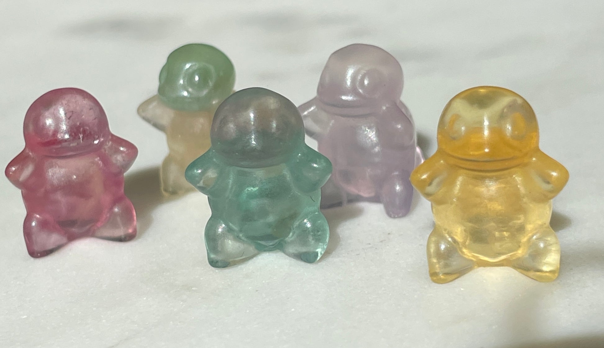 Pokémon figurine Squirtle carving fluorite tiny crystal squirtle fluorite display collectible pokemon natural crystal rainbow fluorite multicolor Pokemon decor squirtle stocking stuffer pokemon gift