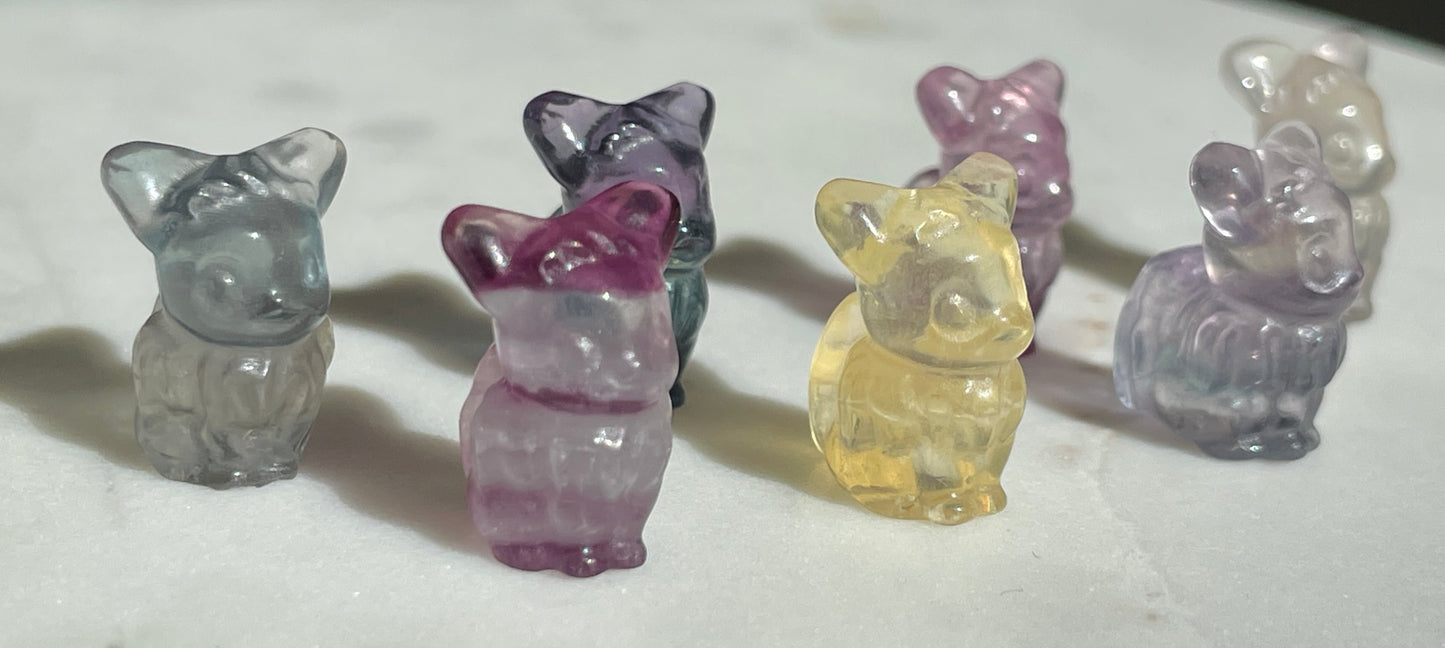 Pokémon figurine Evee carving fluorite tiny crystal evee fluorite display collectible pokemon natural crystal rainbow fluorite multicolor Pokemon decor evee stocking stuffer pokemon gift