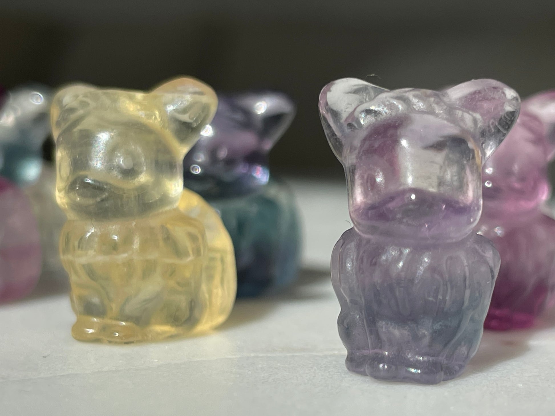 Pokémon figurine Evee carving fluorite tiny crystal evee fluorite display collectible pokemon natural crystal rainbow fluorite multicolor Pokemon decor evee stocking stuffer pokemon gift