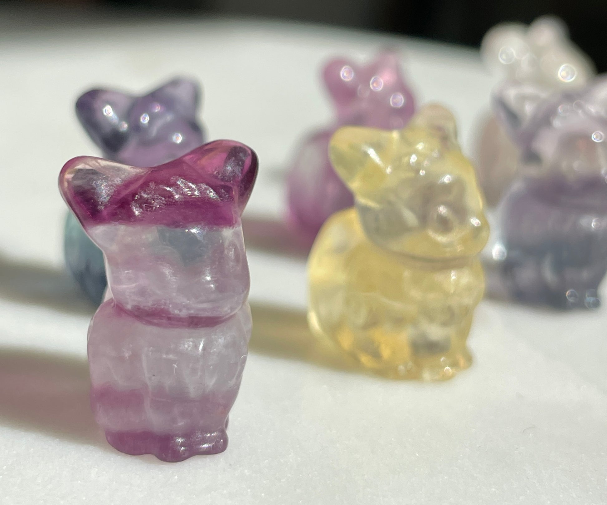 Pokémon figurine Evee carving fluorite tiny crystal evee fluorite display collectible pokemon natural crystal rainbow fluorite multicolor Pokemon decor evee stocking stuffer pokemon gift