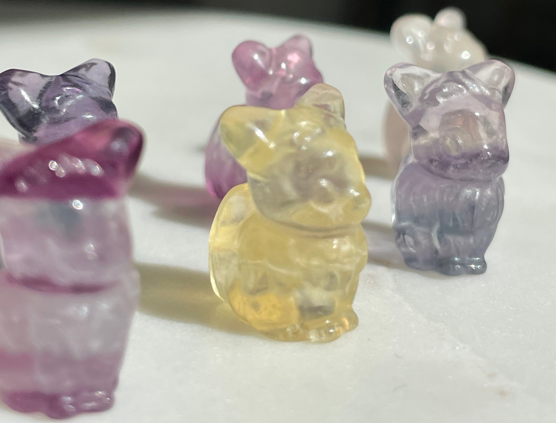 Pokémon figurine Evee carving fluorite tiny crystal evee fluorite display collectible pokemon natural crystal rainbow fluorite multicolor Pokemon decor evee stocking stuffer pokemon gift