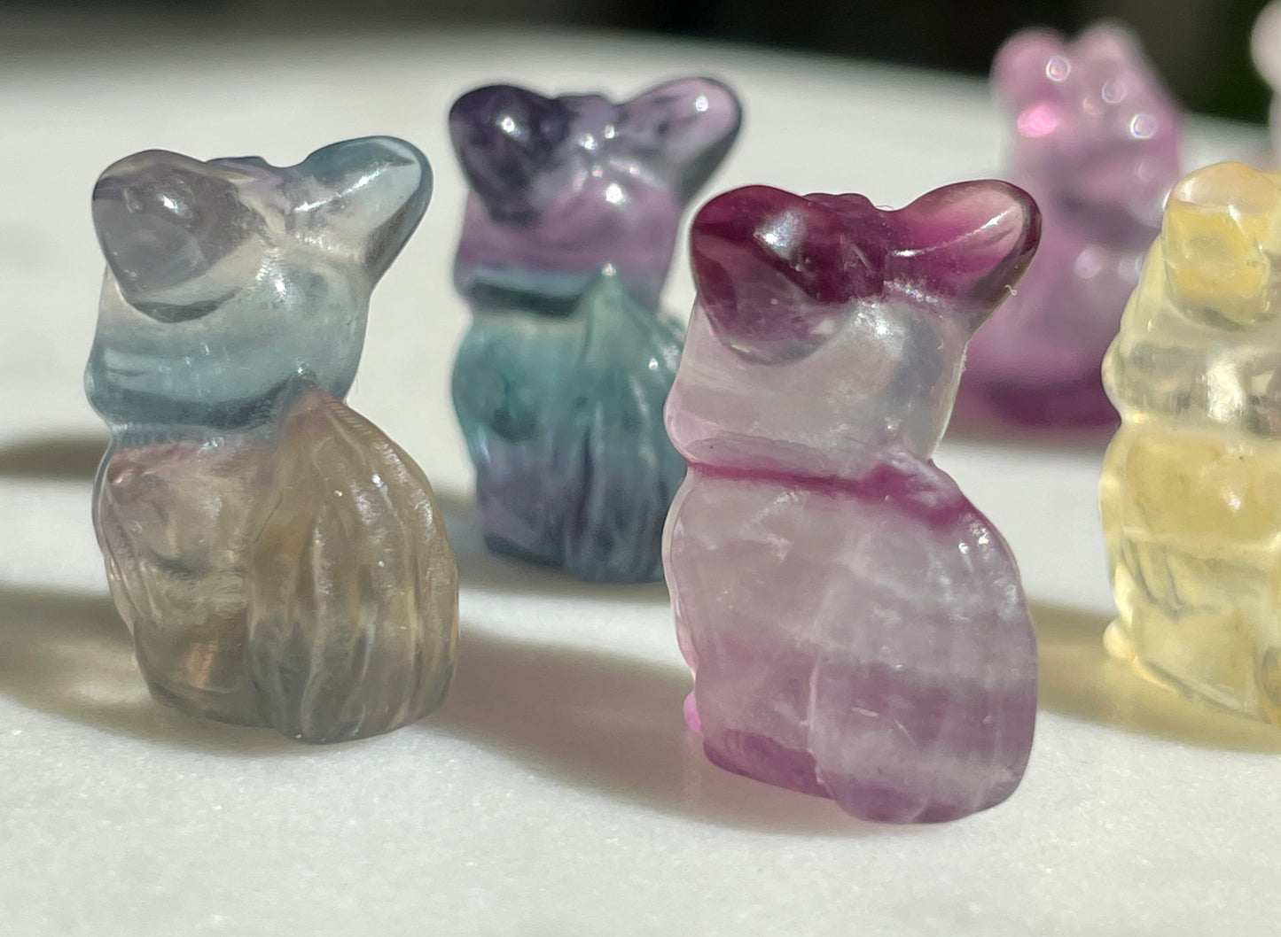 Pokémon figurine Evee carving fluorite tiny crystal evee fluorite display collectible pokemon natural crystal rainbow fluorite multicolor Pokemon decor evee stocking stuffer pokemon gift