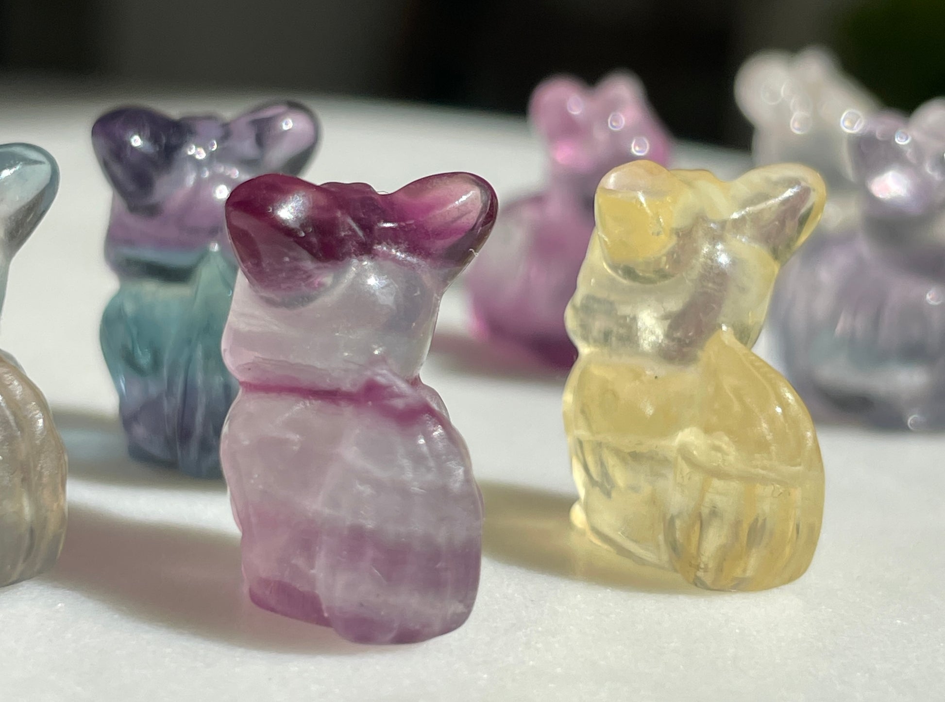 Pokémon figurine Evee carving fluorite tiny crystal evee fluorite display collectible pokemon natural crystal rainbow fluorite multicolor Pokemon decor evee stocking stuffer pokemon gift