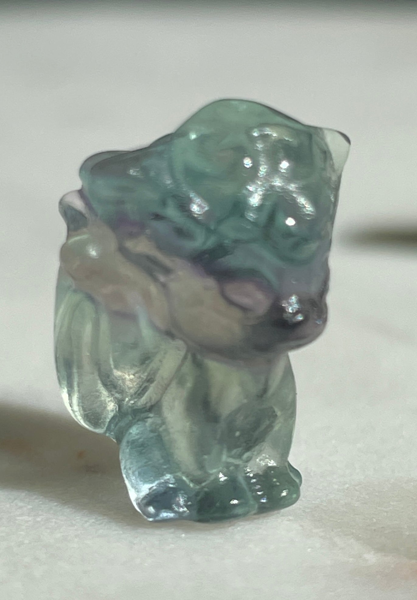 Pokémon figurine Vulpix carving fluorite tiny crystal Vulpix fluorite display collectible pokemon natural crystal rainbow fluorite multicolor Pokemon decor Vulpix stocking stuffer pokemon gift