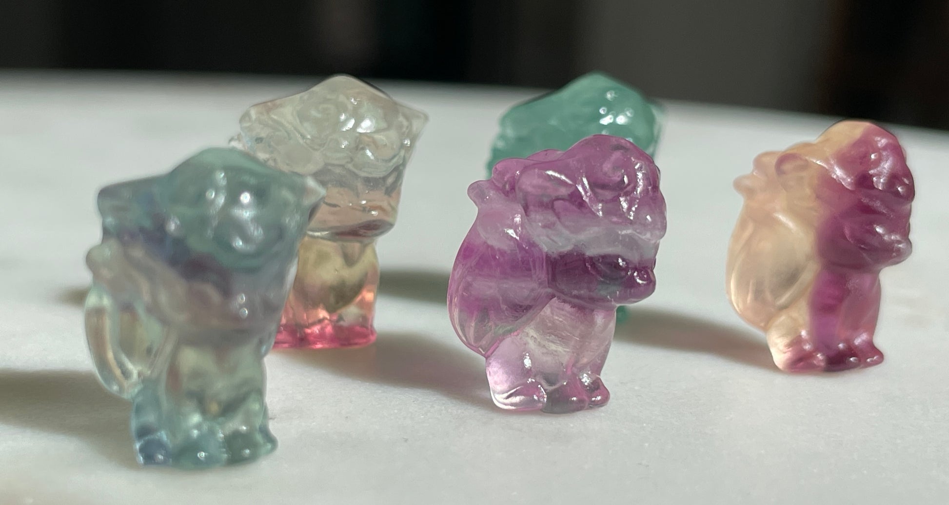 Pokémon figurine Vulpix carving fluorite tiny crystal Vulpix fluorite display collectible pokemon natural crystal rainbow fluorite multicolor Pokemon decor Vulpix stocking stuffer pokemon gift