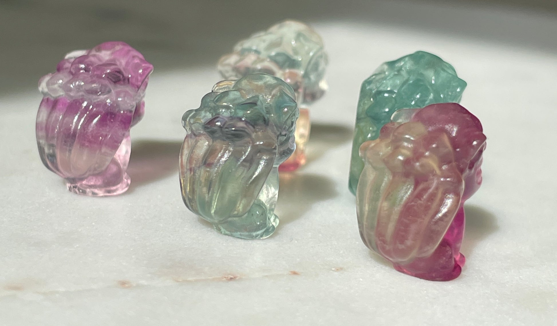 Pokémon figurine Vulpix carving fluorite tiny crystal Vulpix fluorite display collectible pokemon natural crystal rainbow fluorite multicolor Pokemon decor Vulpix stocking stuffer pokemon gift