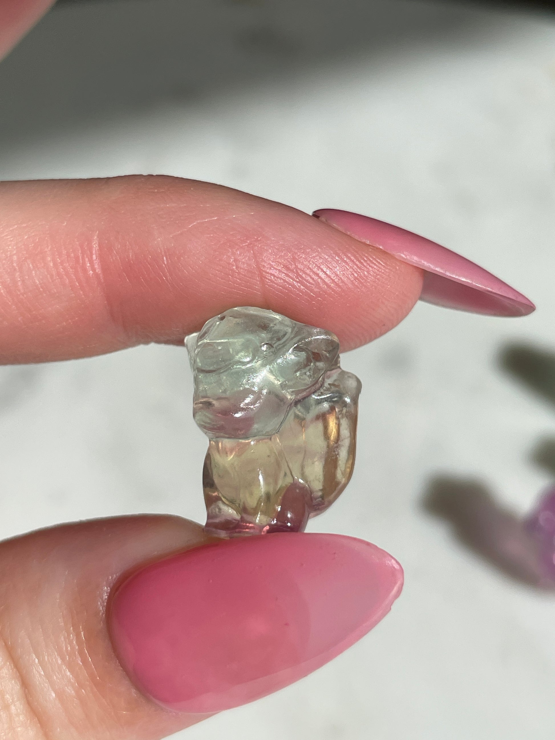 Pokémon figurine Vulpix carving fluorite tiny crystal Vulpix fluorite display collectible pokemon natural crystal rainbow fluorite multicolor Pokemon decor Vulpix stocking stuffer pokemon gift