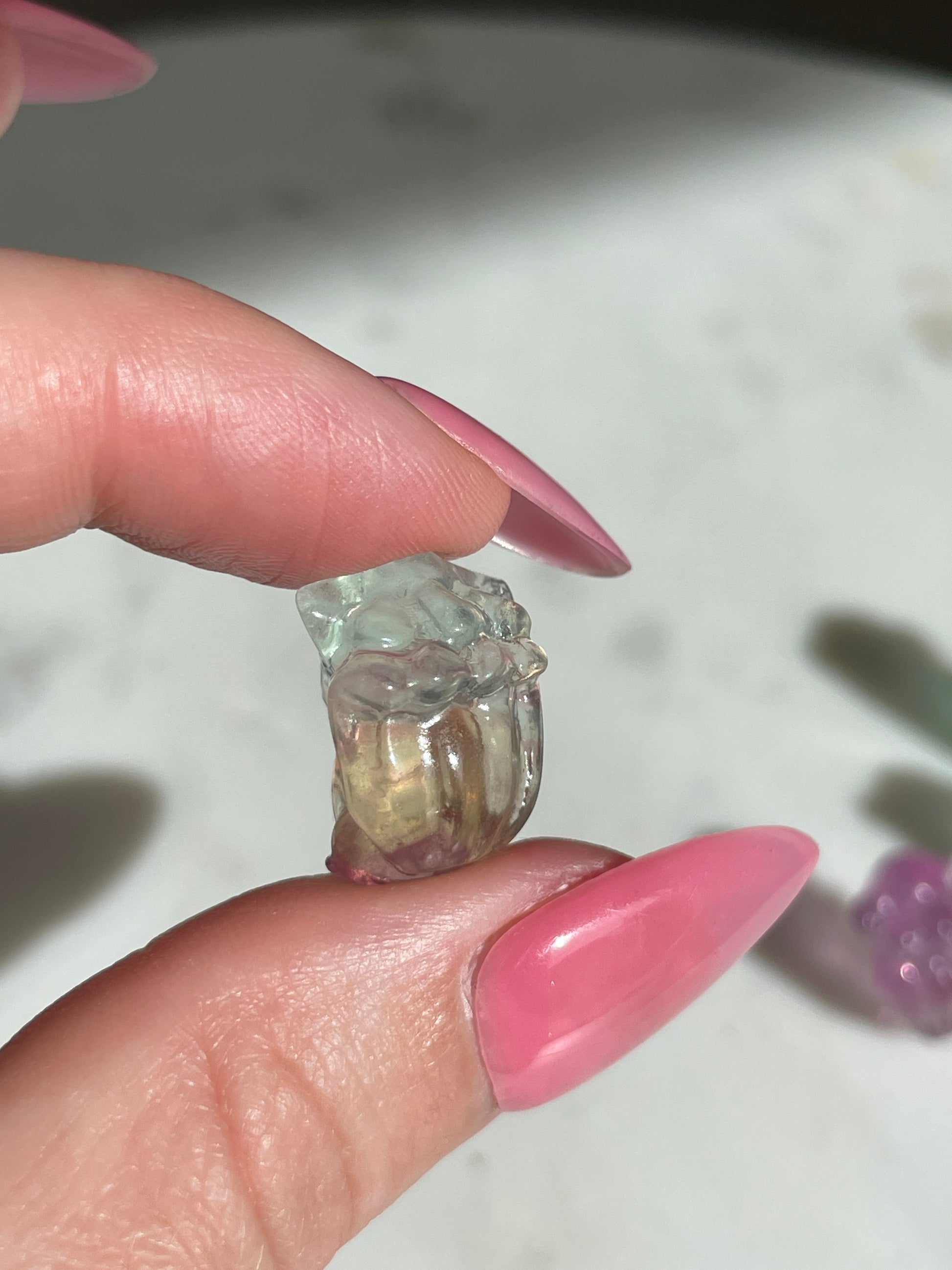 Pokémon figurine Vulpix carving fluorite tiny crystal Vulpix fluorite display collectible pokemon natural crystal rainbow fluorite multicolor Pokemon decor Vulpix stocking stuffer pokemon gift