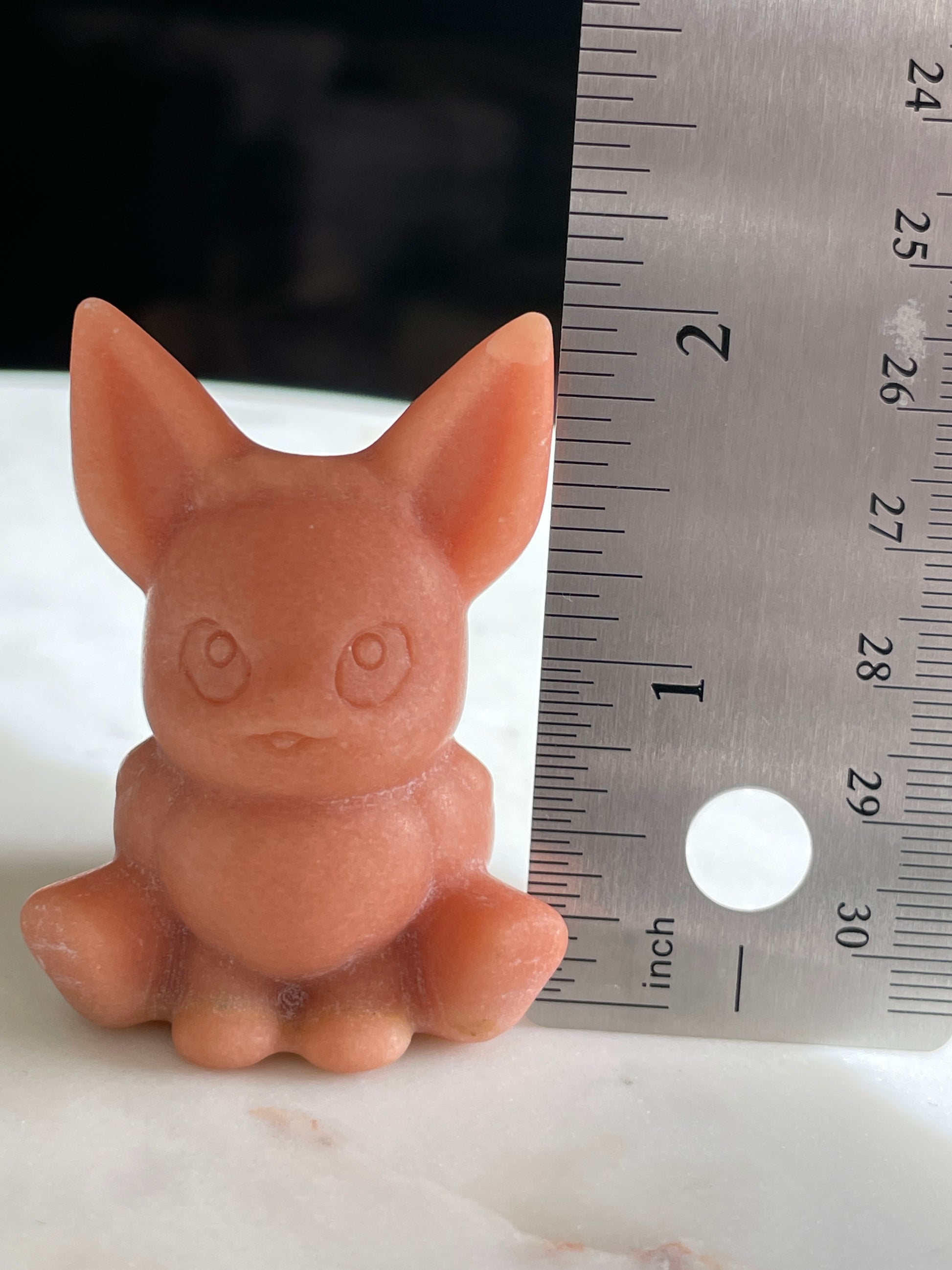 Pokémon figurine Evee carving jade crystal Evee orange jade display collectible pokemon natural crystal orange jade Pokemon decor Evee stocking stuffer pokemon gift