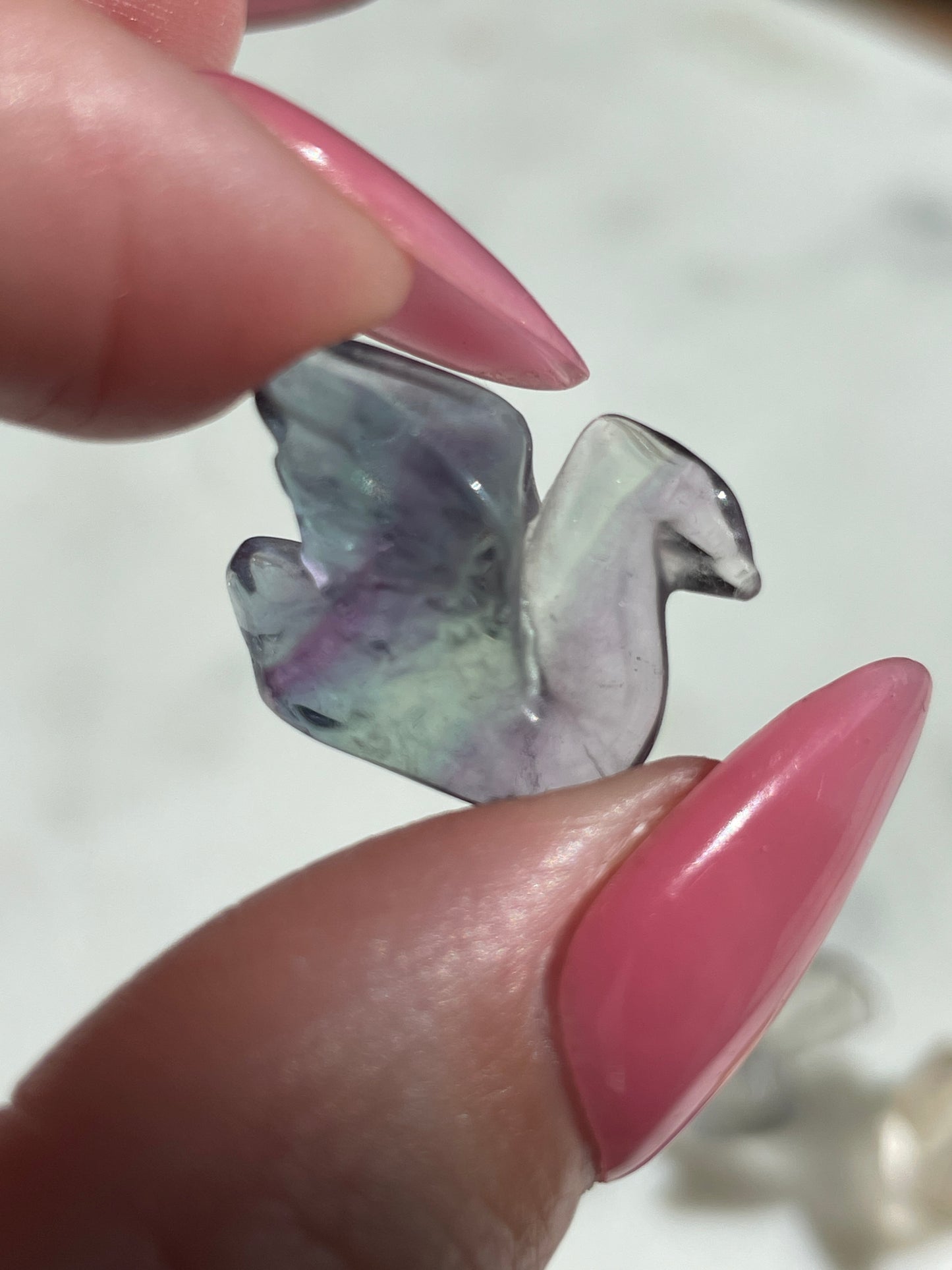 One (1) Mini Fluorite Crystal Carving | Swan | Intuitively Chosen