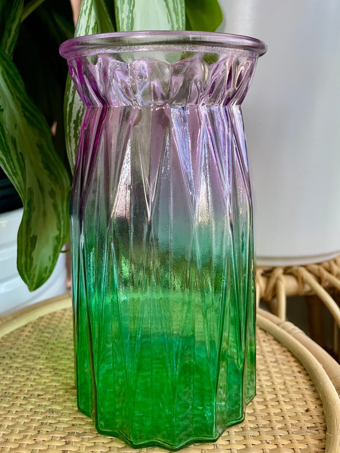 Colorful Glass Vase Purple Green Teal Vase
