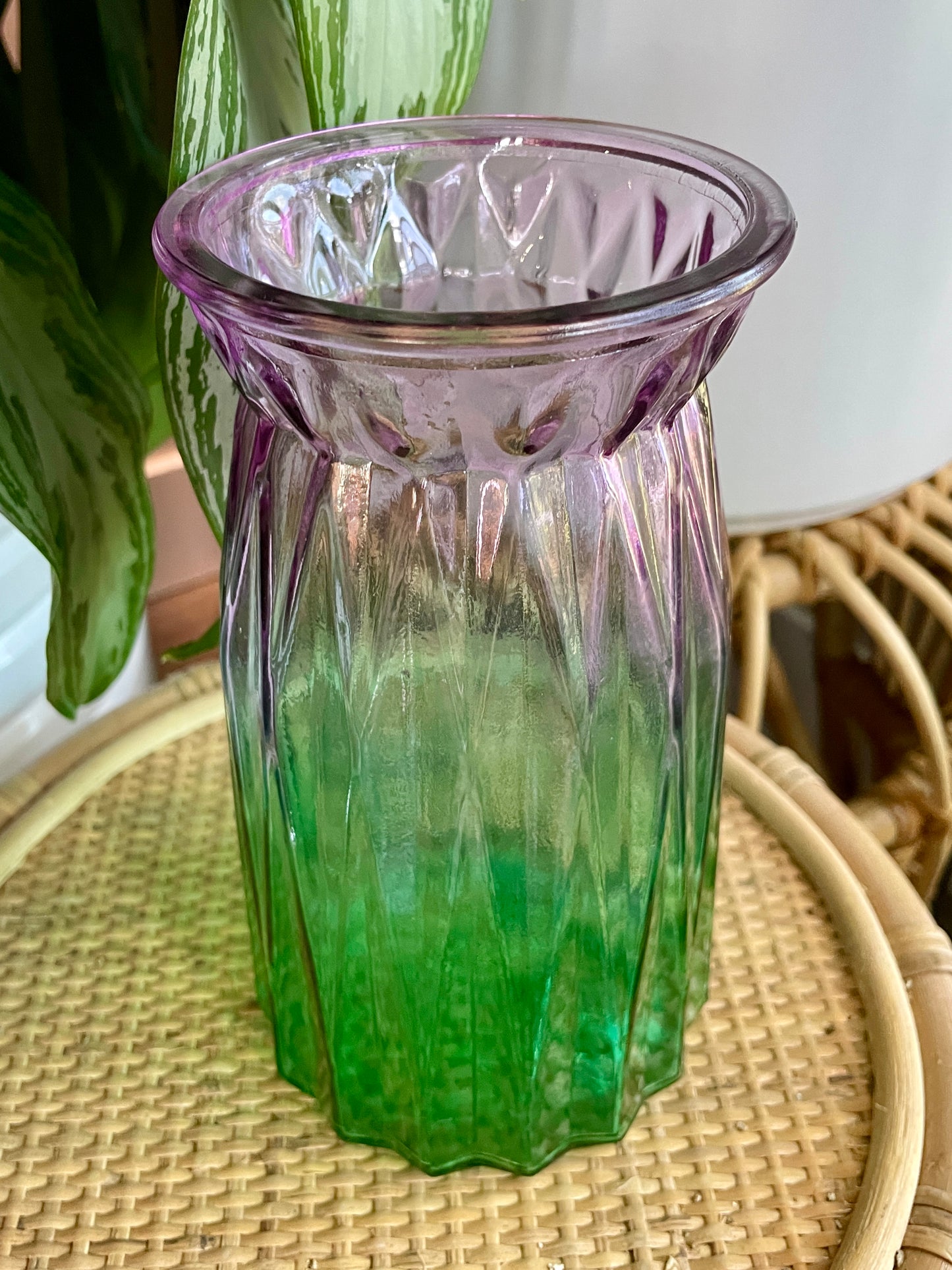 Colorful Glass Vase Purple Green Teal Vase
