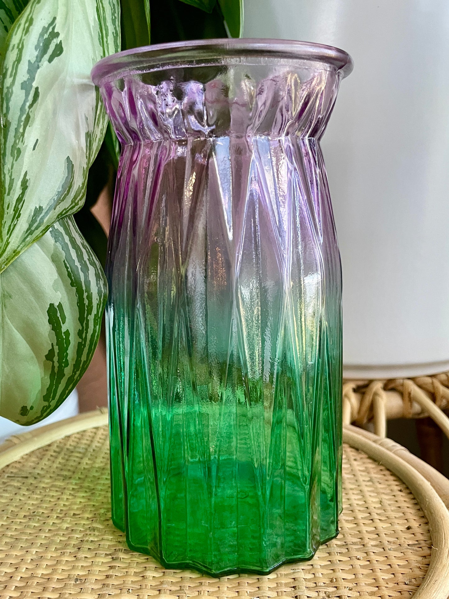 Colorful Glass Vase Purple Green Teal Vase