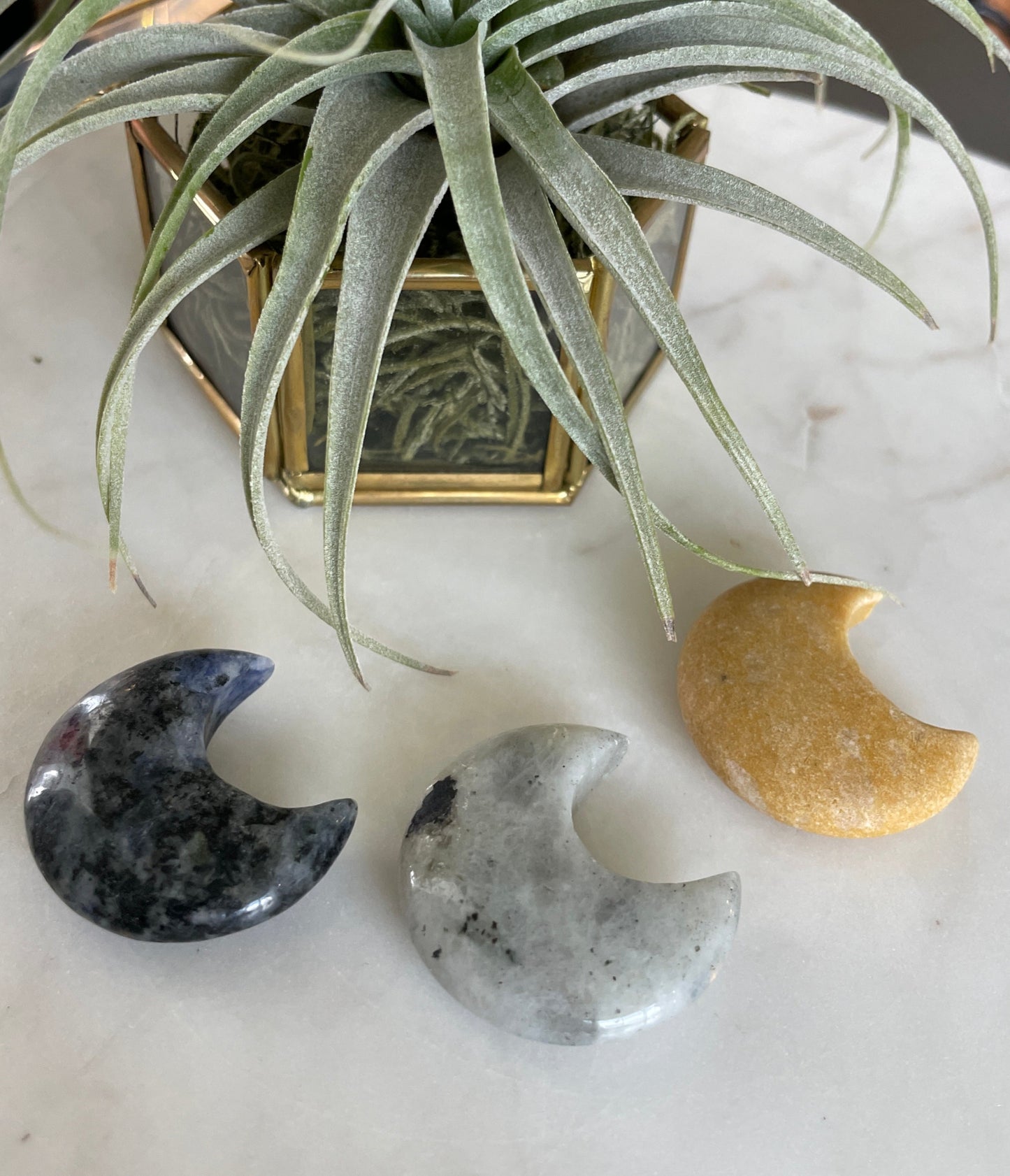 crystal moon carving crescent moon gift jasper labradorite