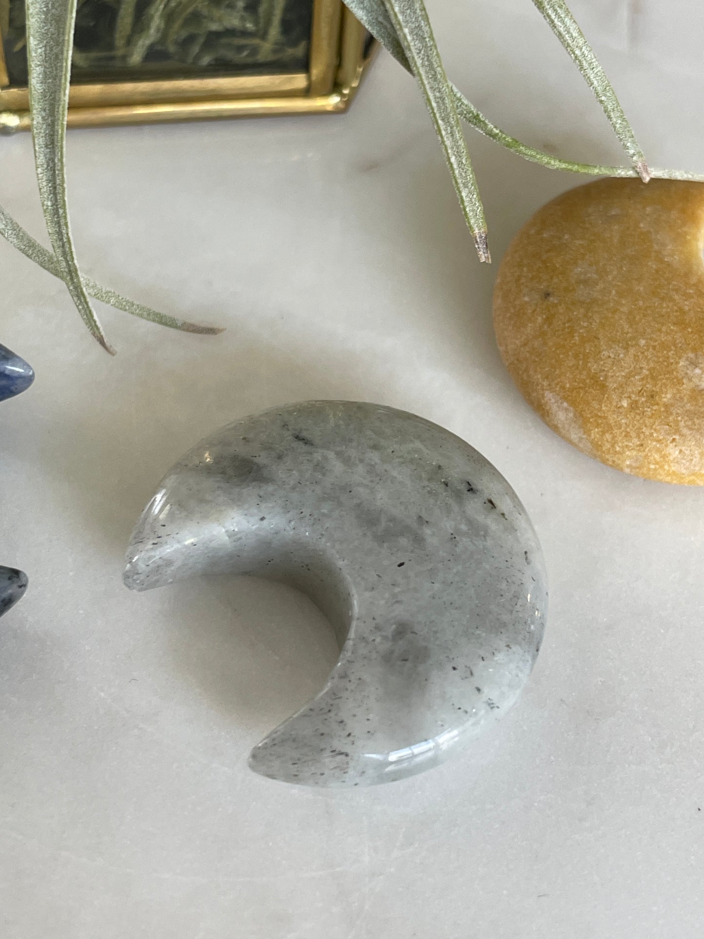 crystal moon carving crescent moon gift jasper labradorite