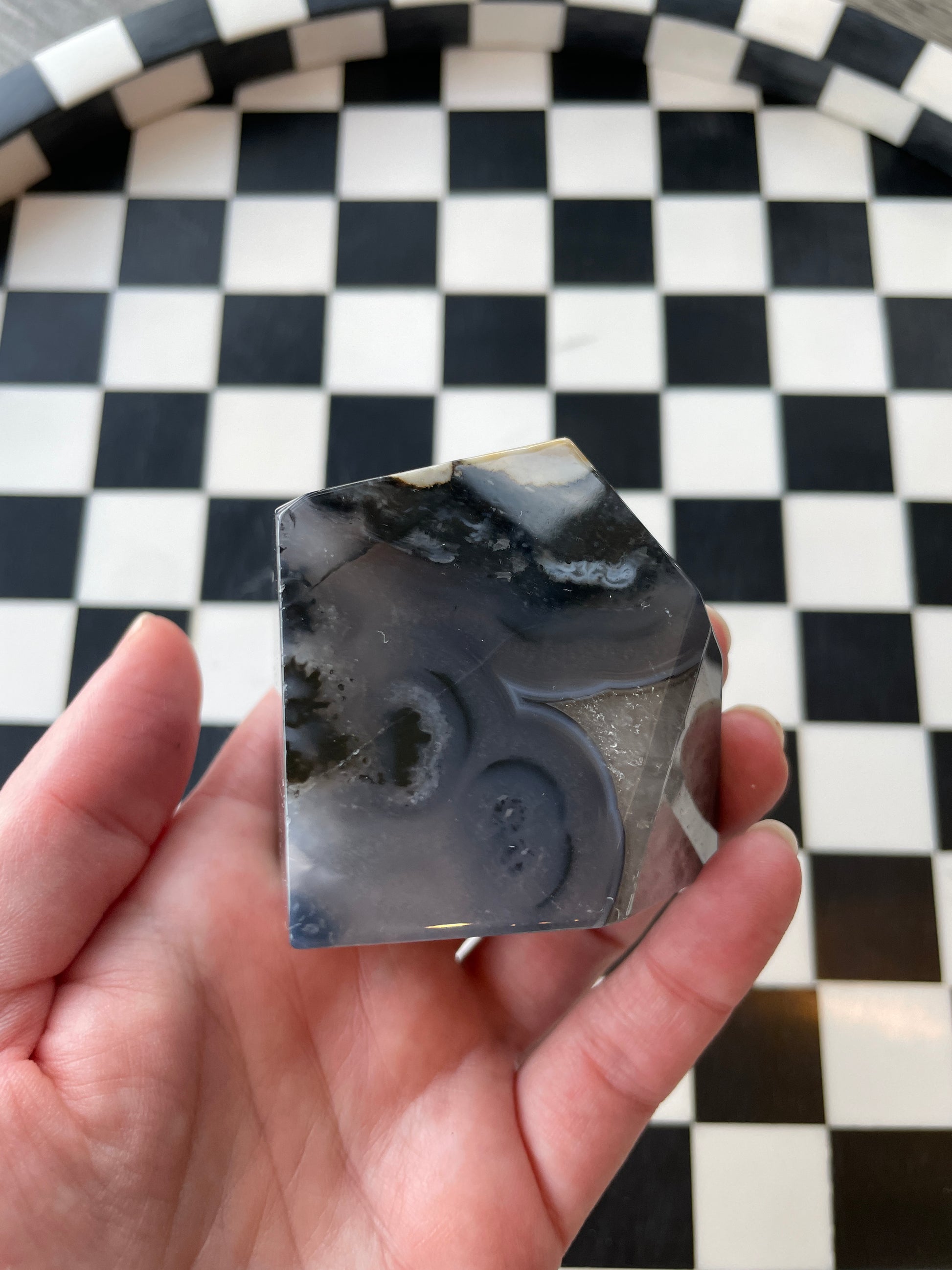 blue white beige agate slab polished quartz statement piece natural home decor crystal gift altar gift for witch healing stone