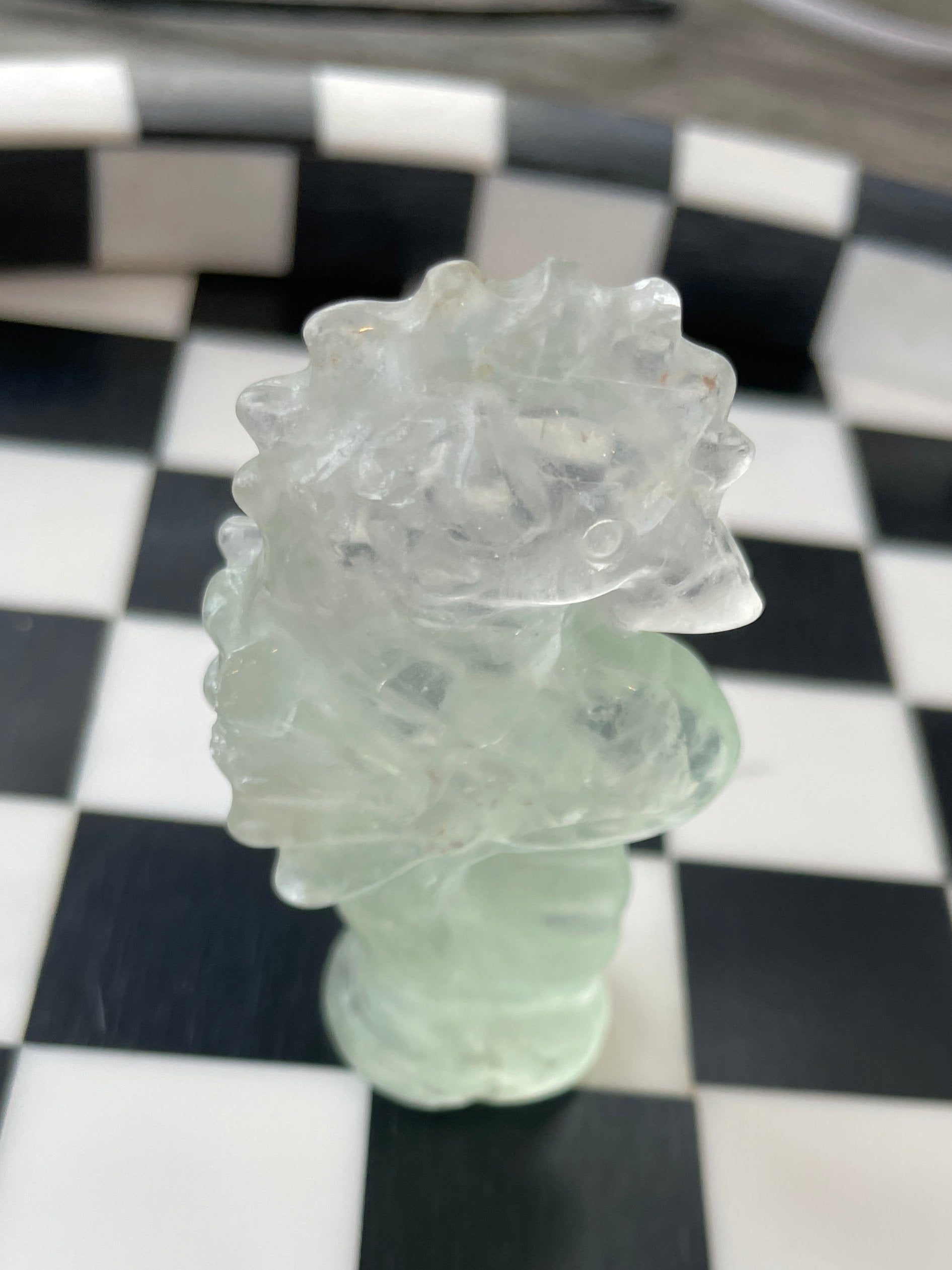 green fluorite seahorse crystal carving fluorite sea horse gift for ocean lover sea creature gift ocean aesthetic crystal polished fluorite carving