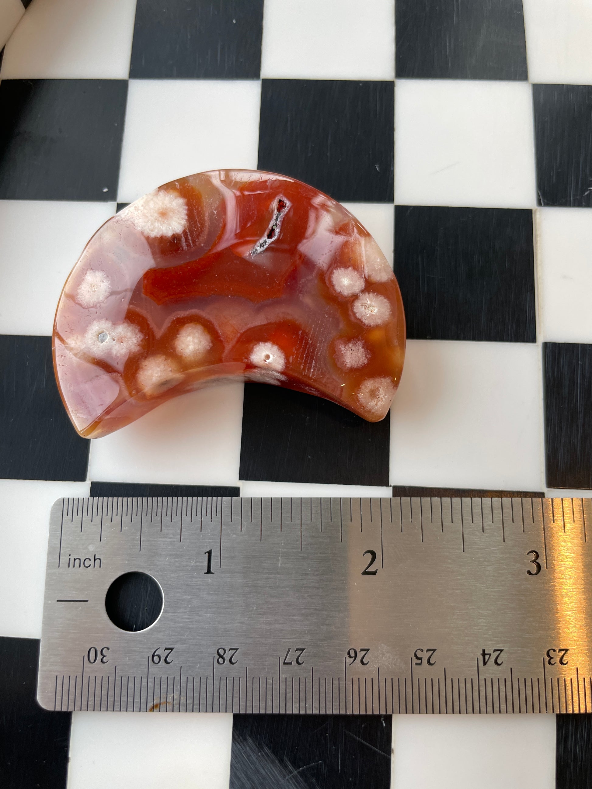 Red Carnelian and Flower Agate Druzy Moon Crystal Carving Altar Figurine Gem Stone Gift  Magic Gemstone Druzy Agate Moon Figurine