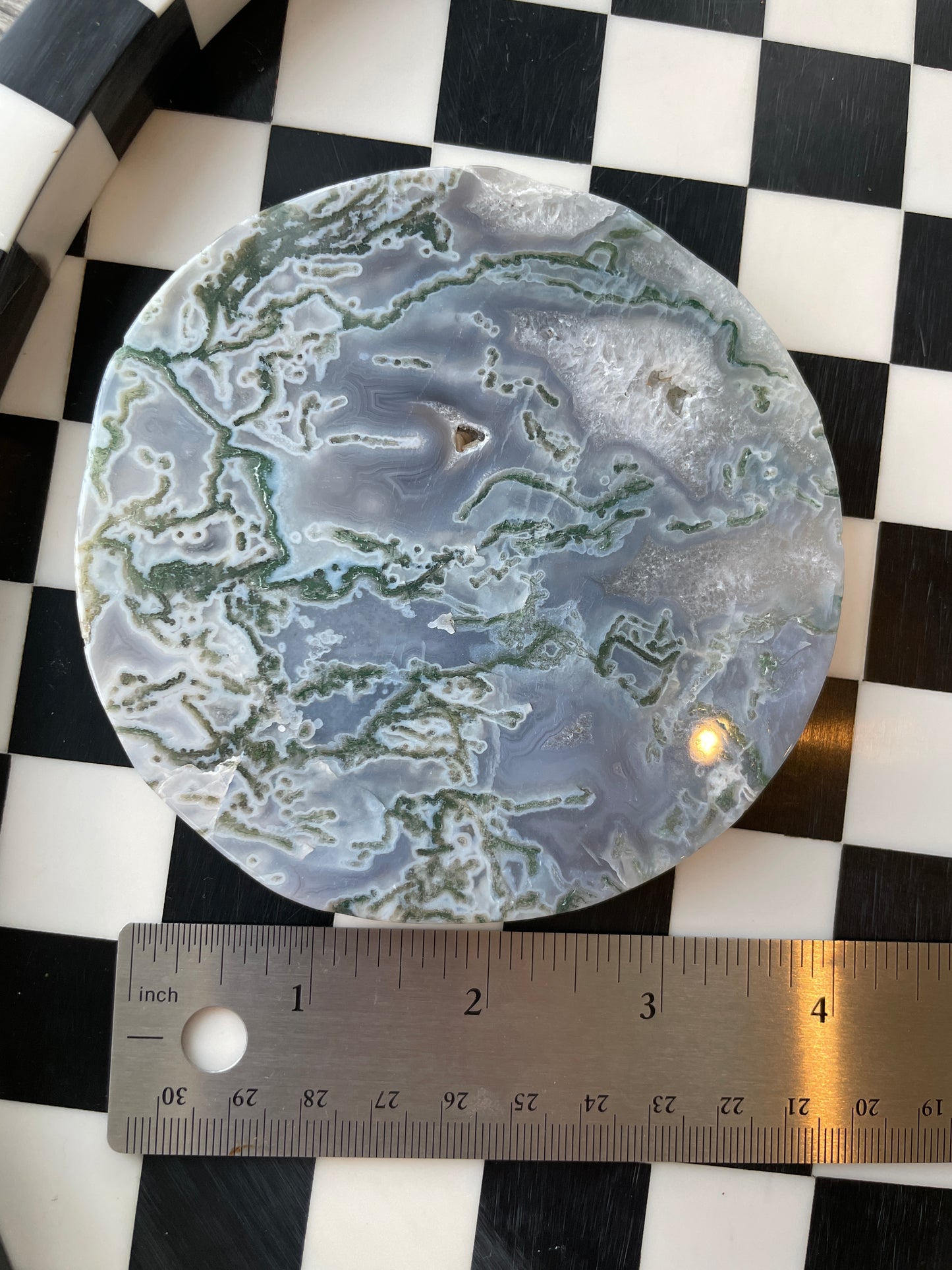 Druzy Agate Moss Agate Crystal Disc Natural Agate Crystal Decor Healing Crystal Meditation Tool Home Decor Crystal Display Spiritual Gift