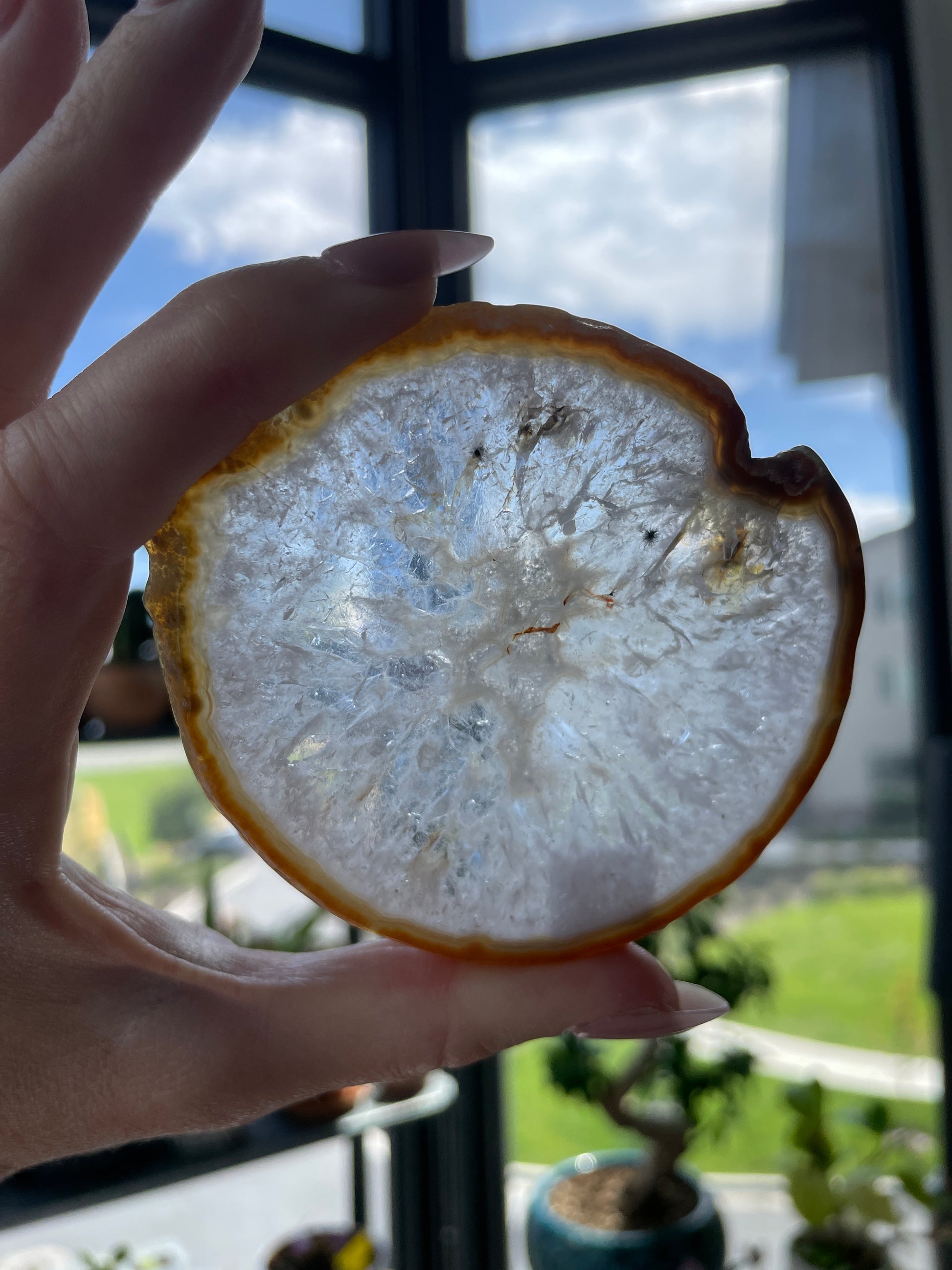 agate slab slice crystal gift statement piece natural home decor