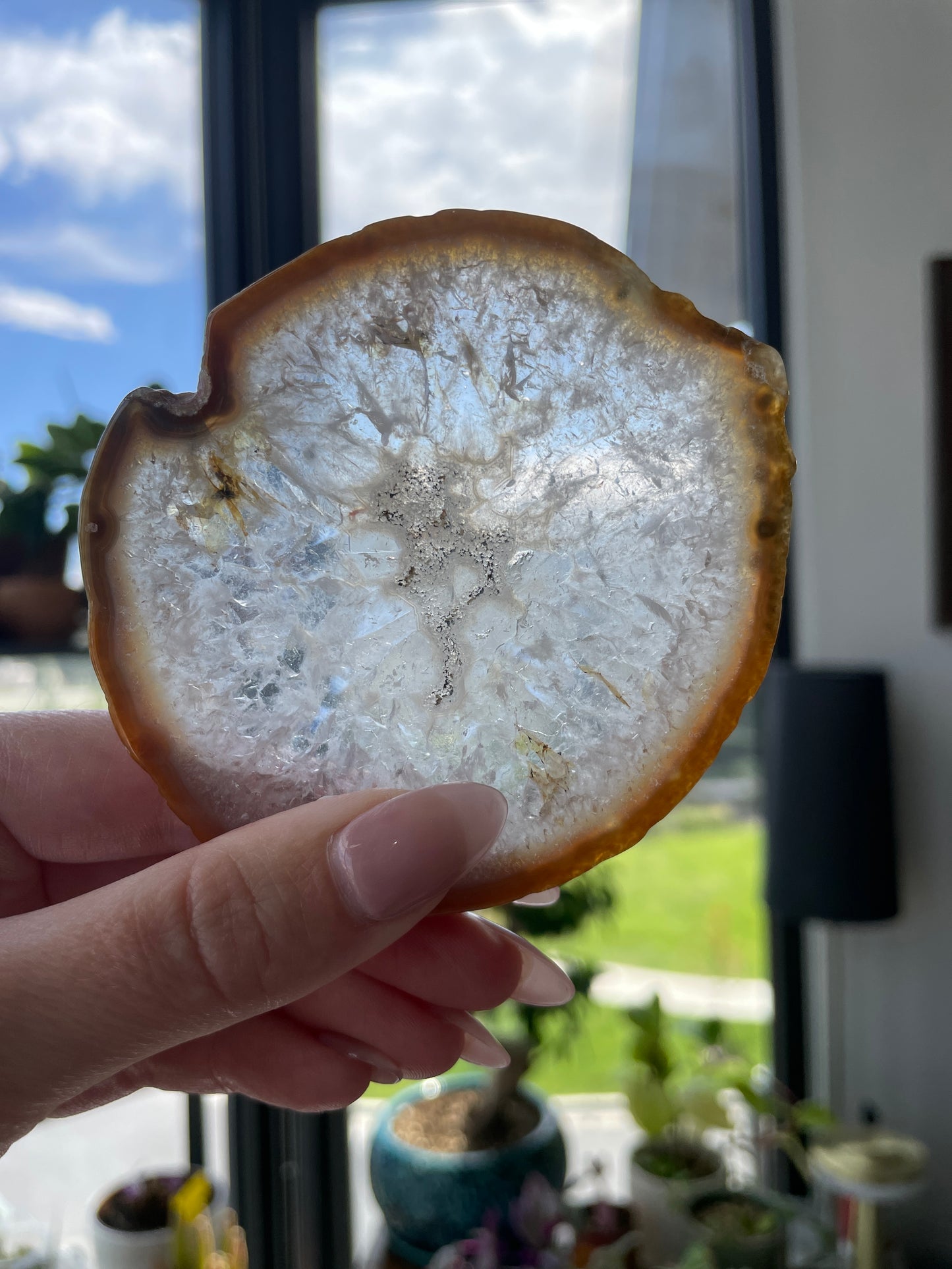 Natural Agate Slice with Druzy