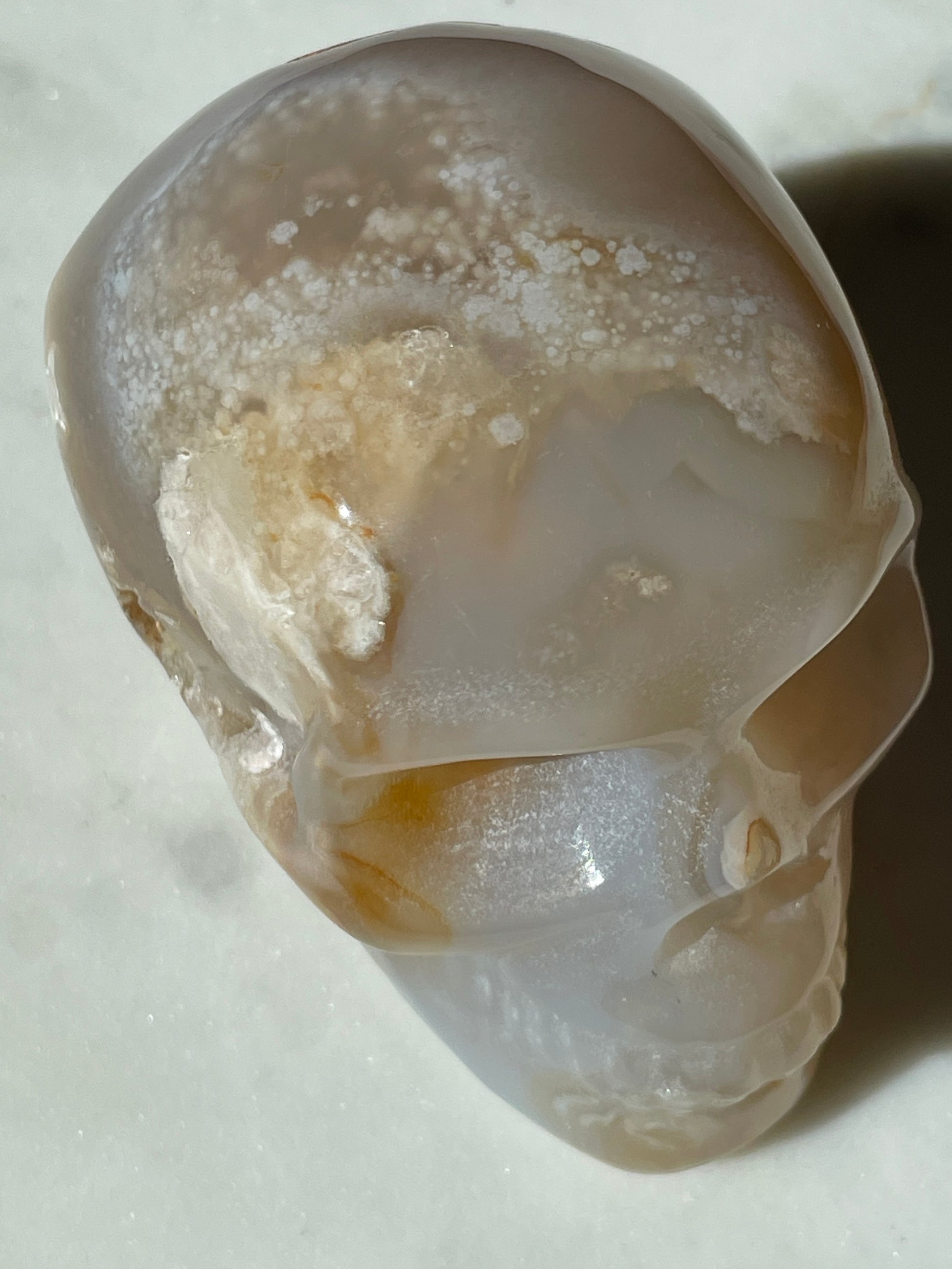 flower agate skull carving figurine spooky crystal carving gift for witch halloween lover magic altar piece skeleton druzy agate skull