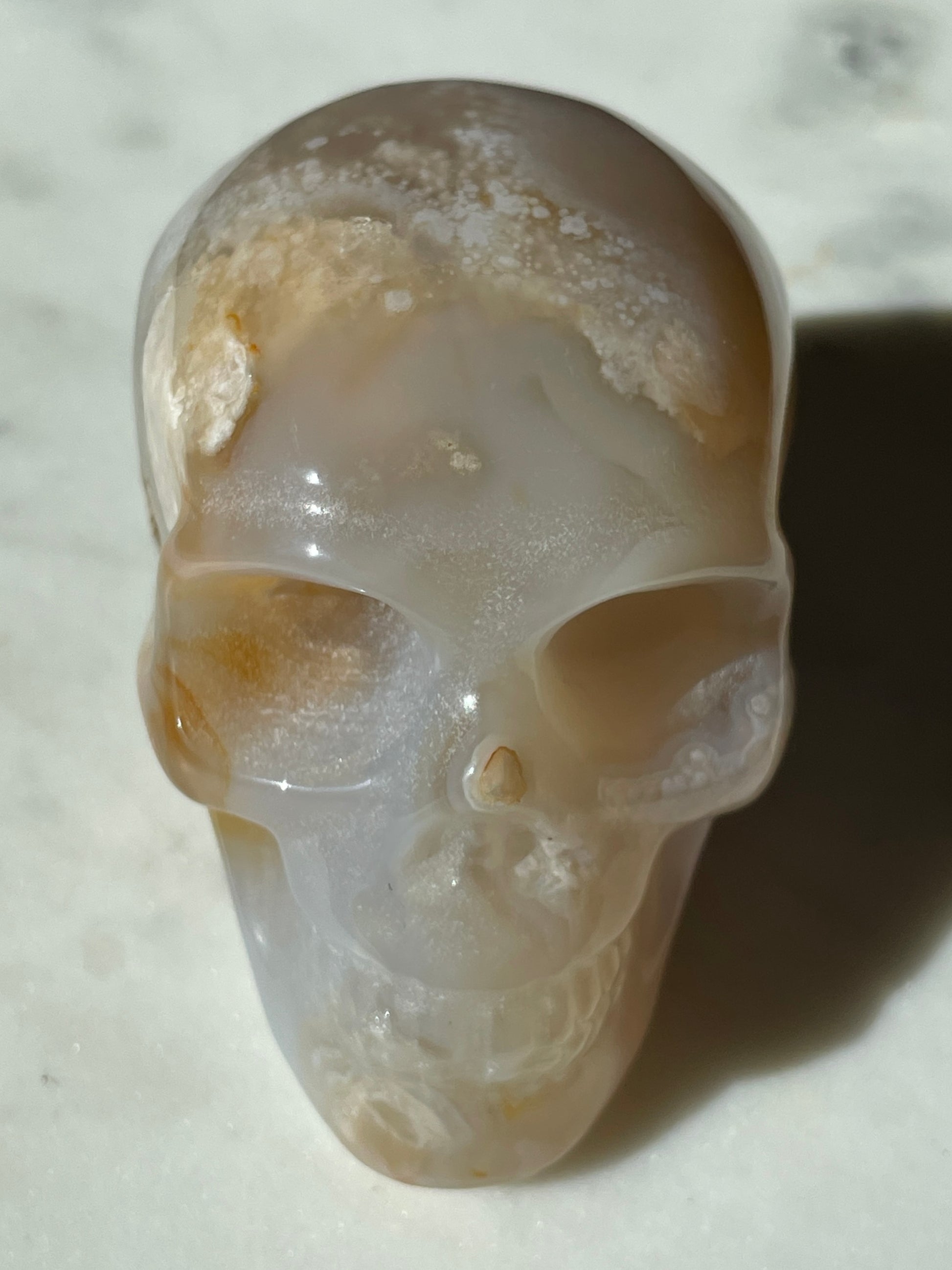 flower agate skull carving figurine spooky crystal carving gift for witch halloween lover magic altar piece skeleton druzy agate skull