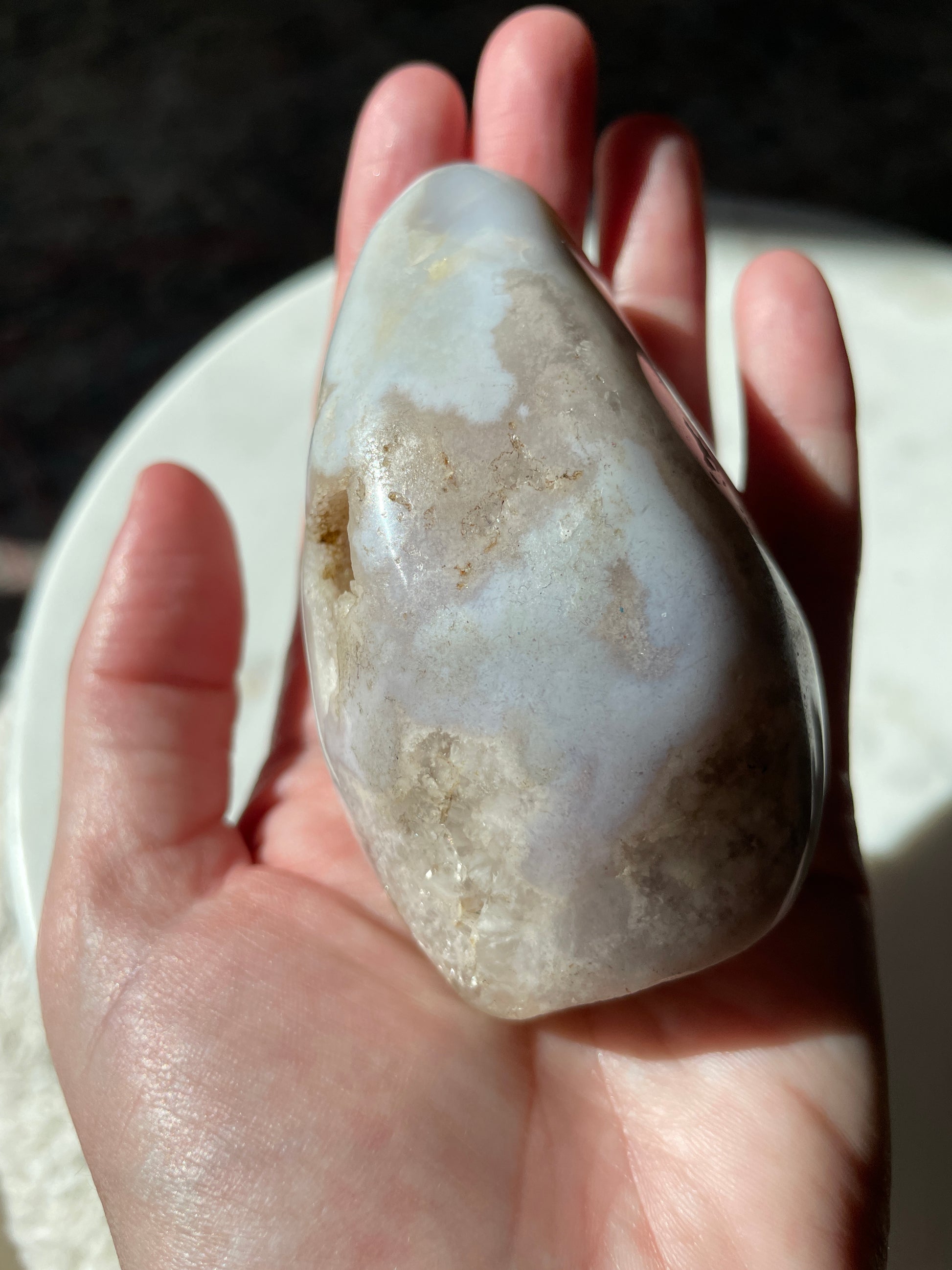 blue cherry flower agate crystal mountain gem stone carving druzy agate altar piece natural home decor statement piece