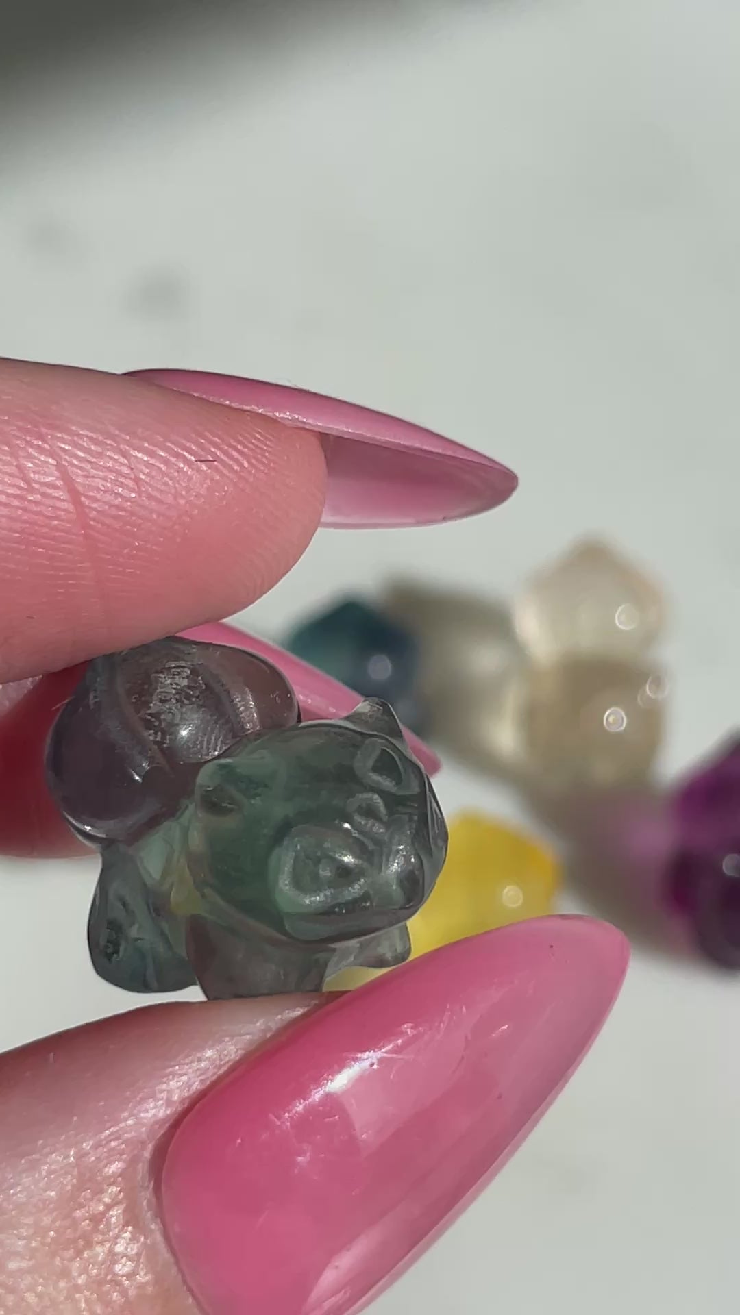 Pokémon figurine Bulbasaur carving fluorite tiny crystal bulbasaur fluorite display collectible pokemon natural crystal rainbow fluorite multicolor Pokemon decor bulbasaur stocking stuffer pokemon gift