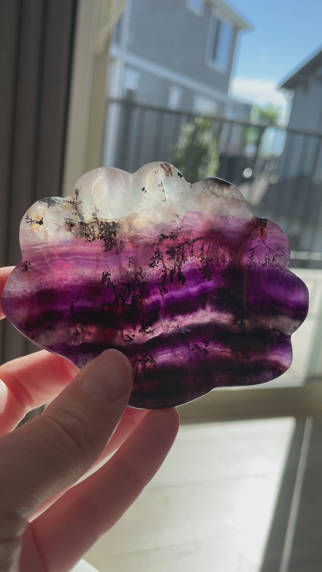 fluorite bowl fire quartz crystal purple pink crystal home decor sea shell dish ocean magic altar piece cancer gift for pisces ocean aesthetic