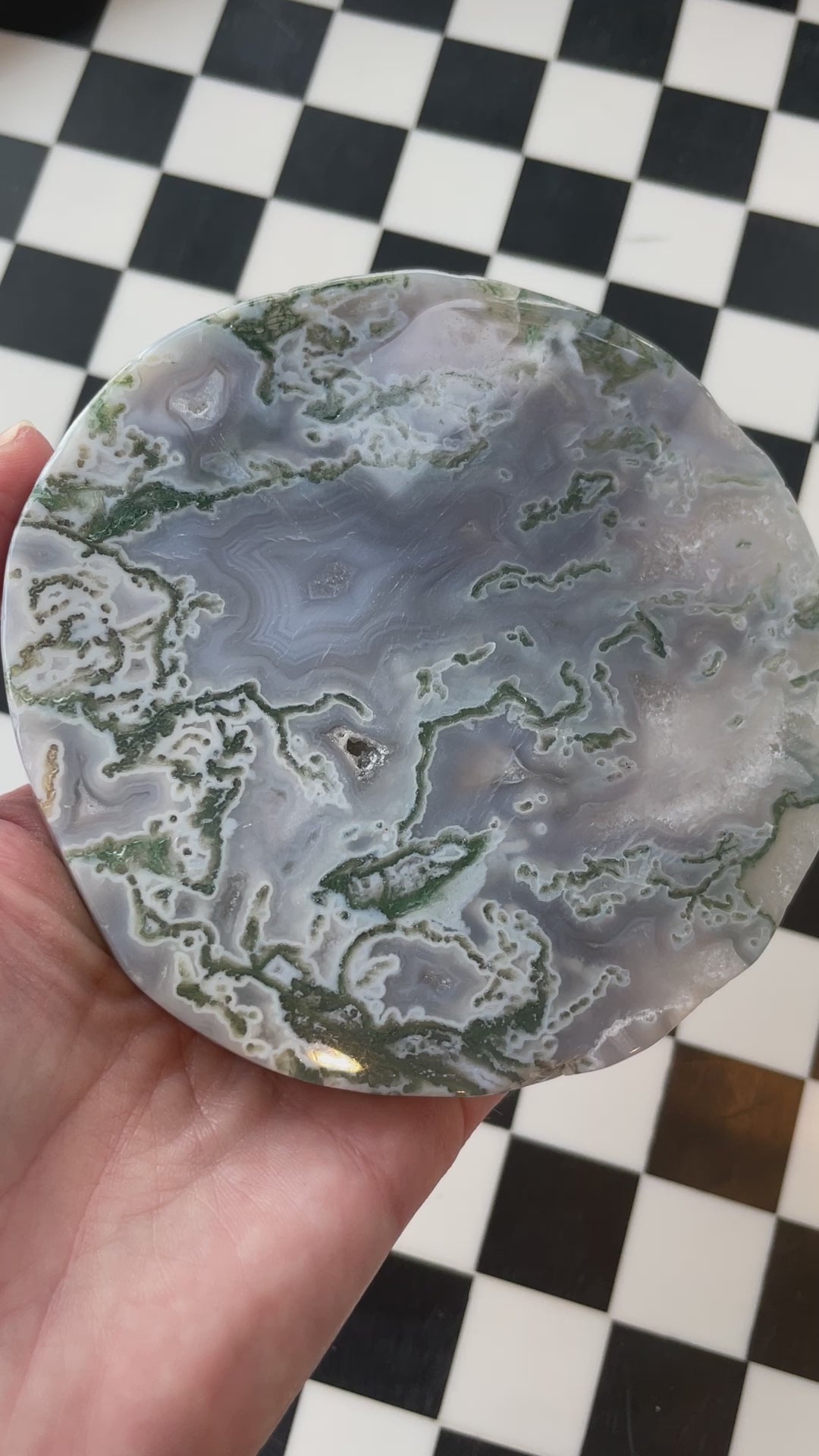 Druzy Agate Moss Agate Crystal Disc Natural Agate Crystal Decor Healing Crystal Meditation Tool Home Decor Crystal Display Spiritual Gift