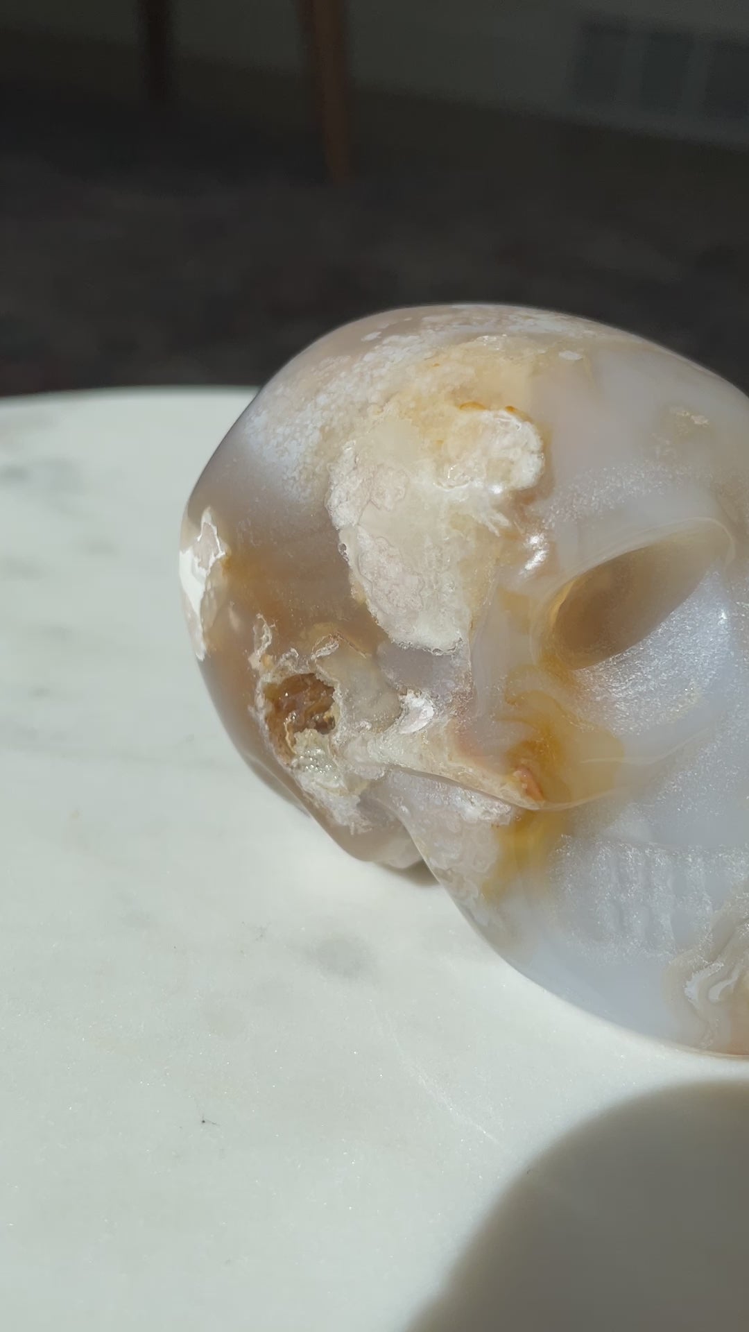 flower agate skull carving figurine spooky crystal carving gift for witch halloween lover magic altar piece skeleton druzy agate skull