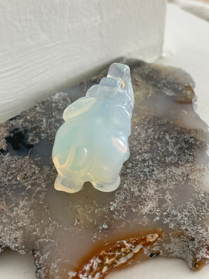 Mini Opalite Elephant Carvings | 0.6 Inch+