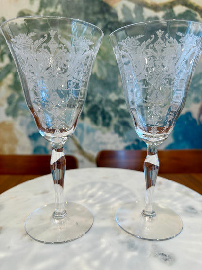 Vintage Morgantown “Milan” Water Goblets (Stem 7668) Set of 2 | circa 1920s-1930s | Made in U.S.A