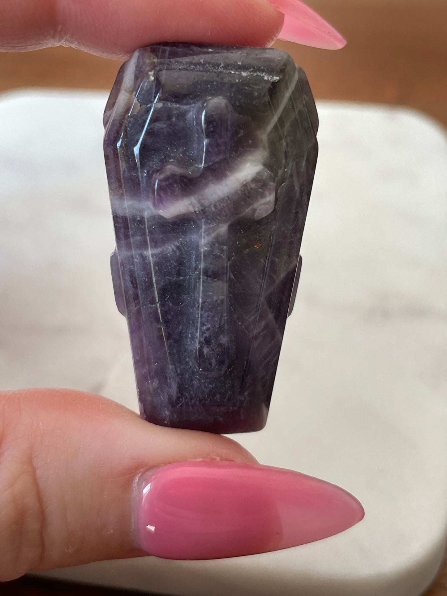 Dream Amethyst Coffin Carving | 1.6 Inches