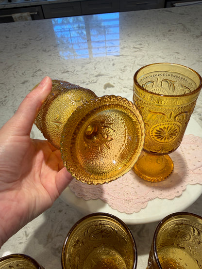 Amber Glass Goblets Brockway Glass Co American Concord | 1977-78 | Set of 6