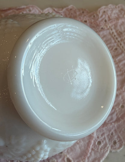 Vintage Westmoreland Milk Glass Fruits Punch Cup | Mid-Century Pressed Glass Drinkware