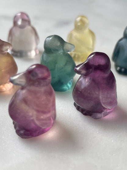 One (1) Mini Fluorite Crystal Carving | Penguin | Intuitively Chosen