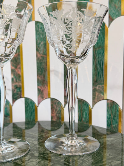 Vintage Morgantown “Milan” Wine Glasses (Stem 7668) Set of 2 | circa 1920s-1930s | Made in U.S.A