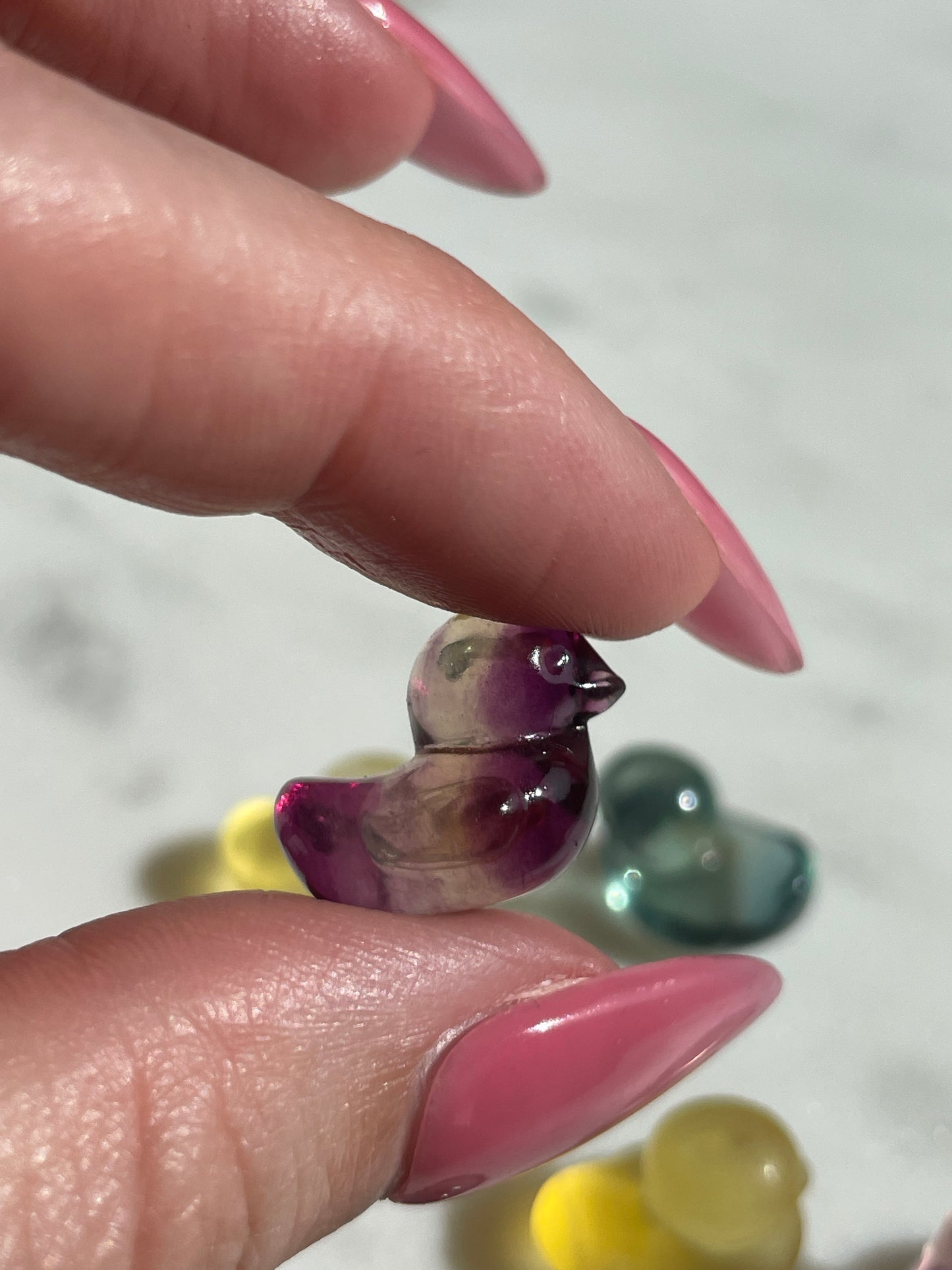 One (1) Mini Fluorite Crystal Carving | Duck | Intuitively Chosen