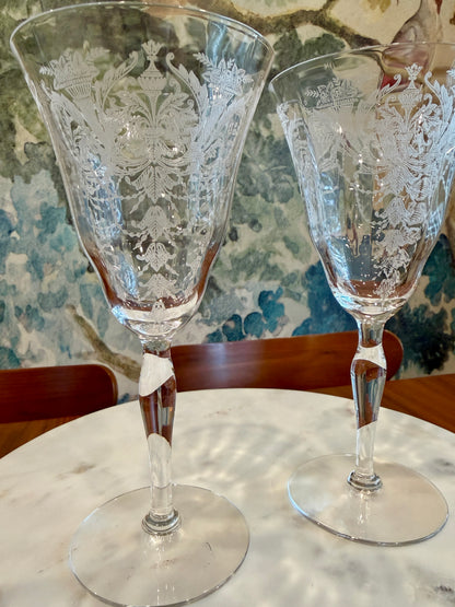 Vintage Morgantown “Milan” Water Goblets (Stem 7668) Set of 2 | circa 1920s-1930s | Made in U.S.A