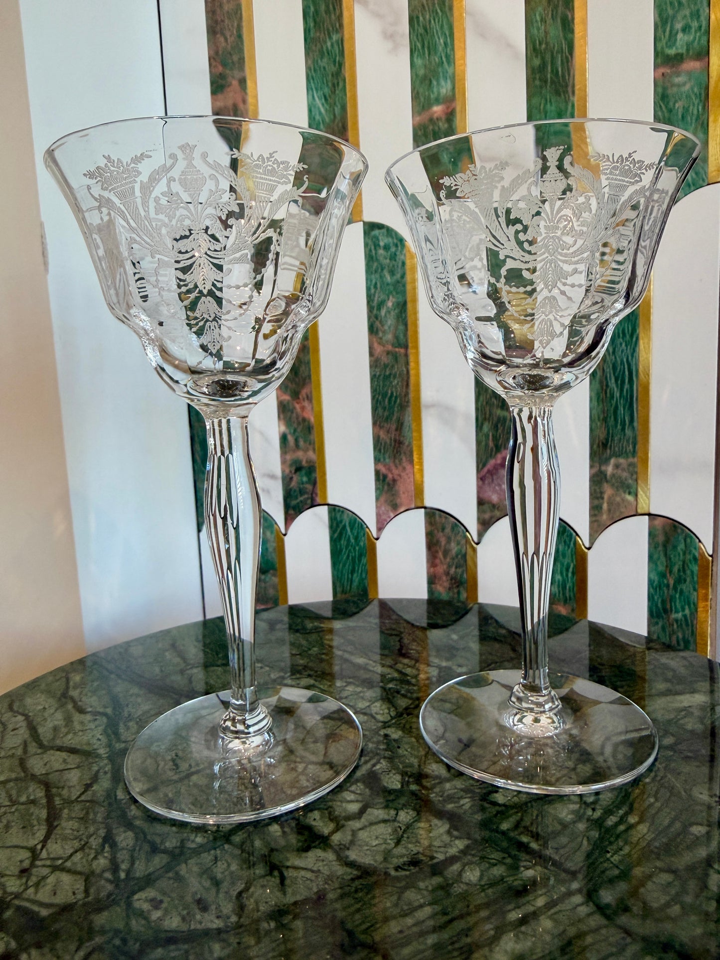 Vintage Morgantown “Milan” Wine Glasses (Stem 7668) Set of 2 | circa 1920s-1930s | Made in U.S.A