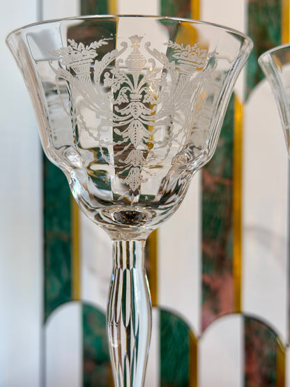 Vintage Morgantown “Milan” Wine Glasses (Stem 7668) Set of 2 | circa 1920s-1930s | Made in U.S.A