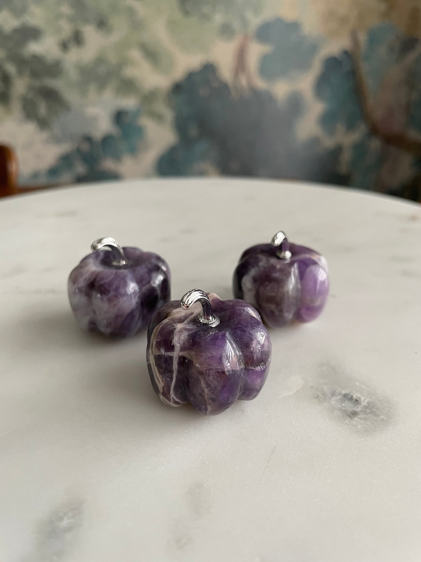 Pumpkin carving natural amethyst crystal display halloween crystal dream amethyst pumpkin carving polished crystal 1 inch pumpkin small purple pumpkin fall decor autumn display 