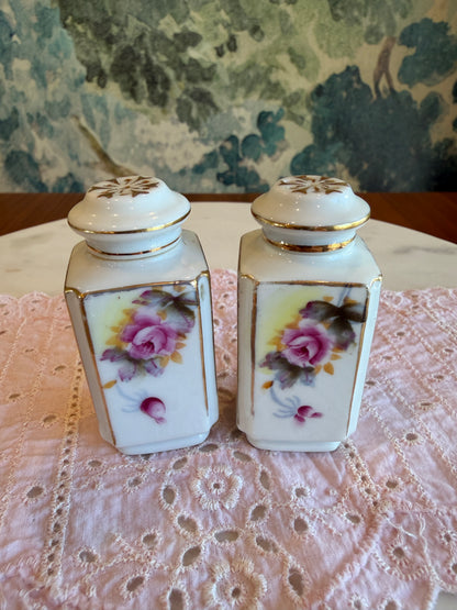 Floral Porcelain Shaker Set 2.7” Made in Occupied Japan