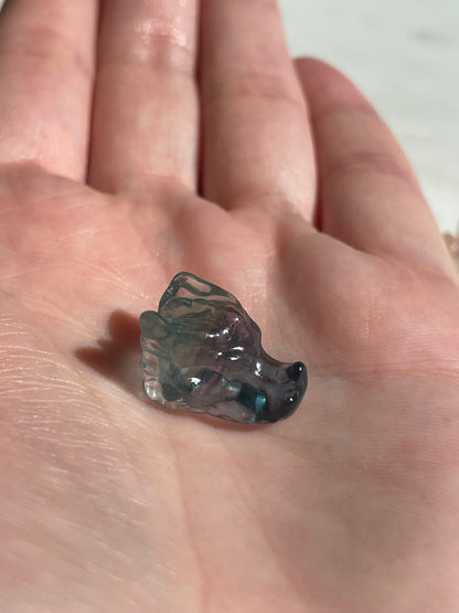 One (1) Mini Fluorite Crystal Carving | Dragon Skull | Intuitively Chosen