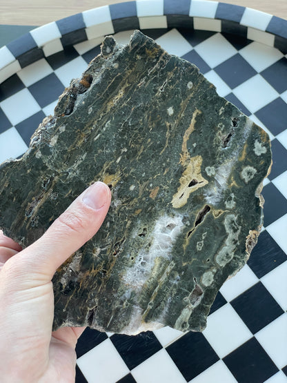 ocean jasper slab quartz polished raw drusy druzy green beige brown white clear crystal statement piece natural home decor altar display mineral rock stone gift