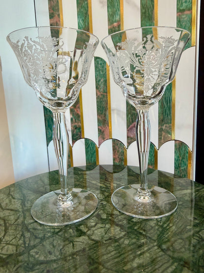 Vintage Morgantown “Milan” Wine Glasses (Stem 7668) Set of 2 | circa 1920s-1930s | Made in U.S.A