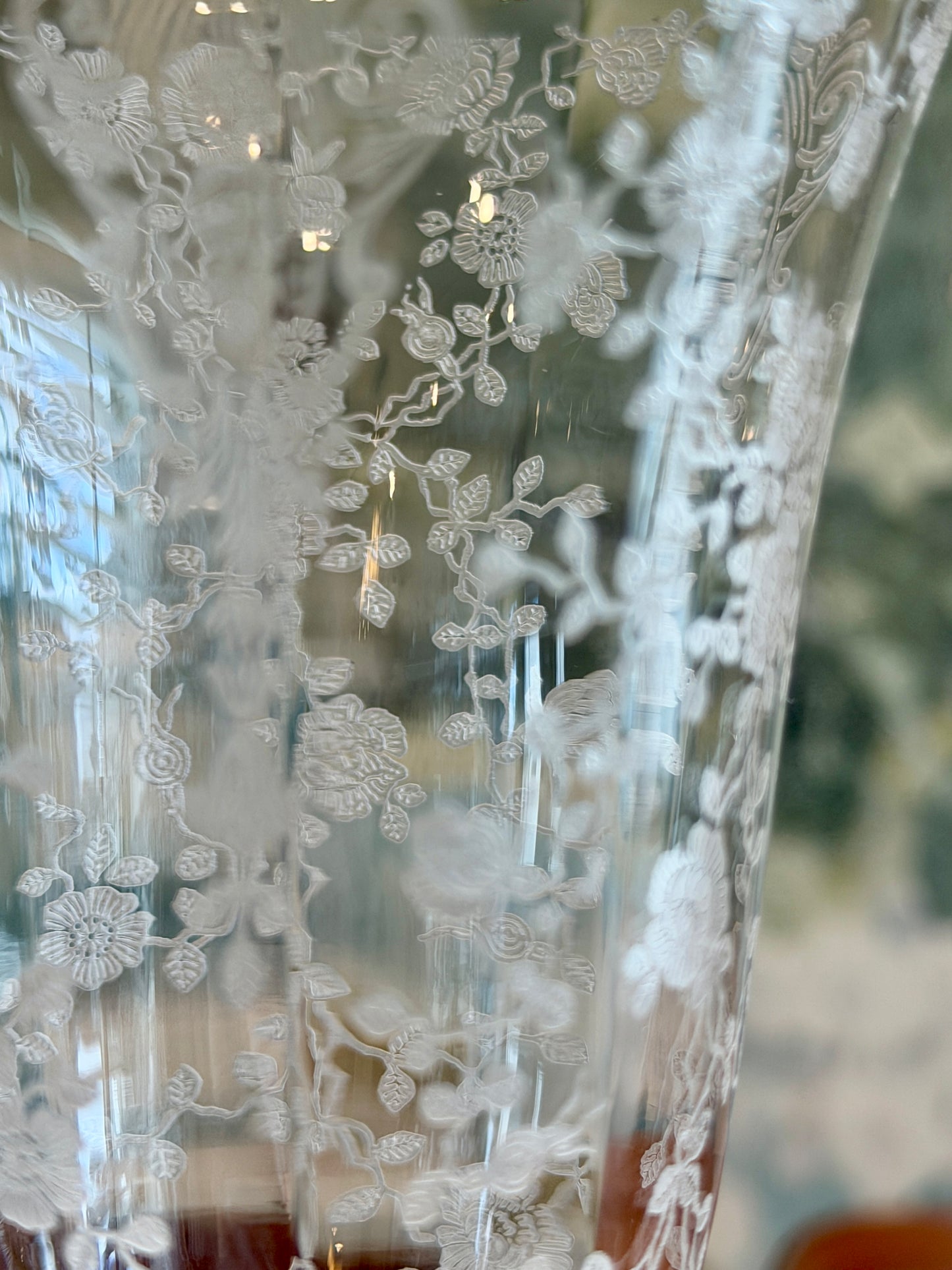 Vintage Cambridge Rose Point Etched Footed Iced Tea Tumbler | circa 1930s-1950s | Made in U.S.A