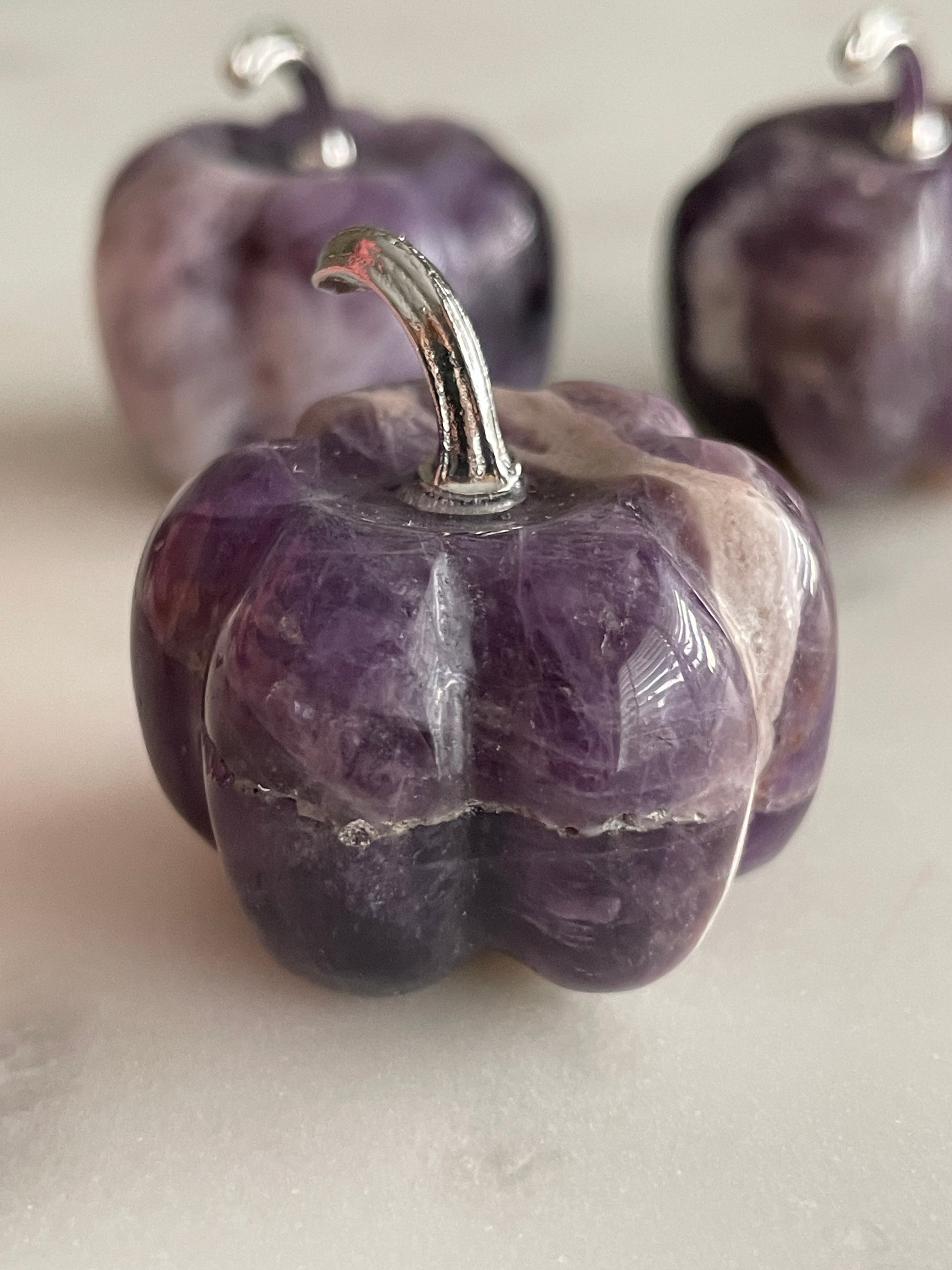 Pumpkin carving natural amethyst crystal display halloween crystal dream amethyst pumpkin carving polished crystal 1 inch pumpkin small purple pumpkin fall decor autumn display 
